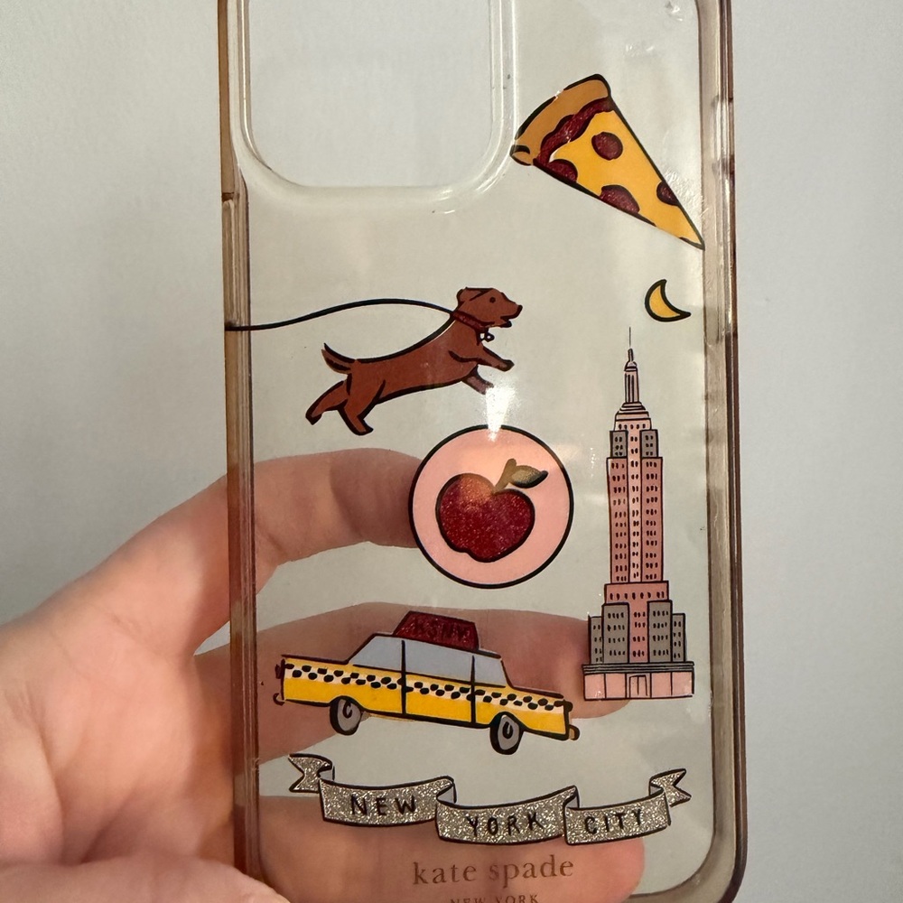 kate spade Clear New York City Phone Case with Yellow Taxi and Red Apple